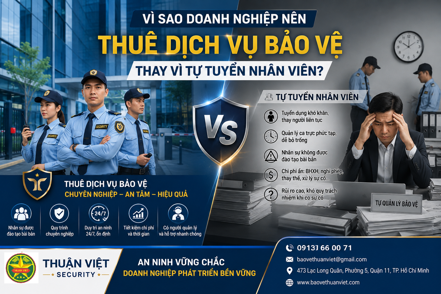 Vì Sao Doanh Nghiệp Nên Thuê Dịch Vụ Bảo Vệ Thay Vì Tự Tuyển Nhân Viên?