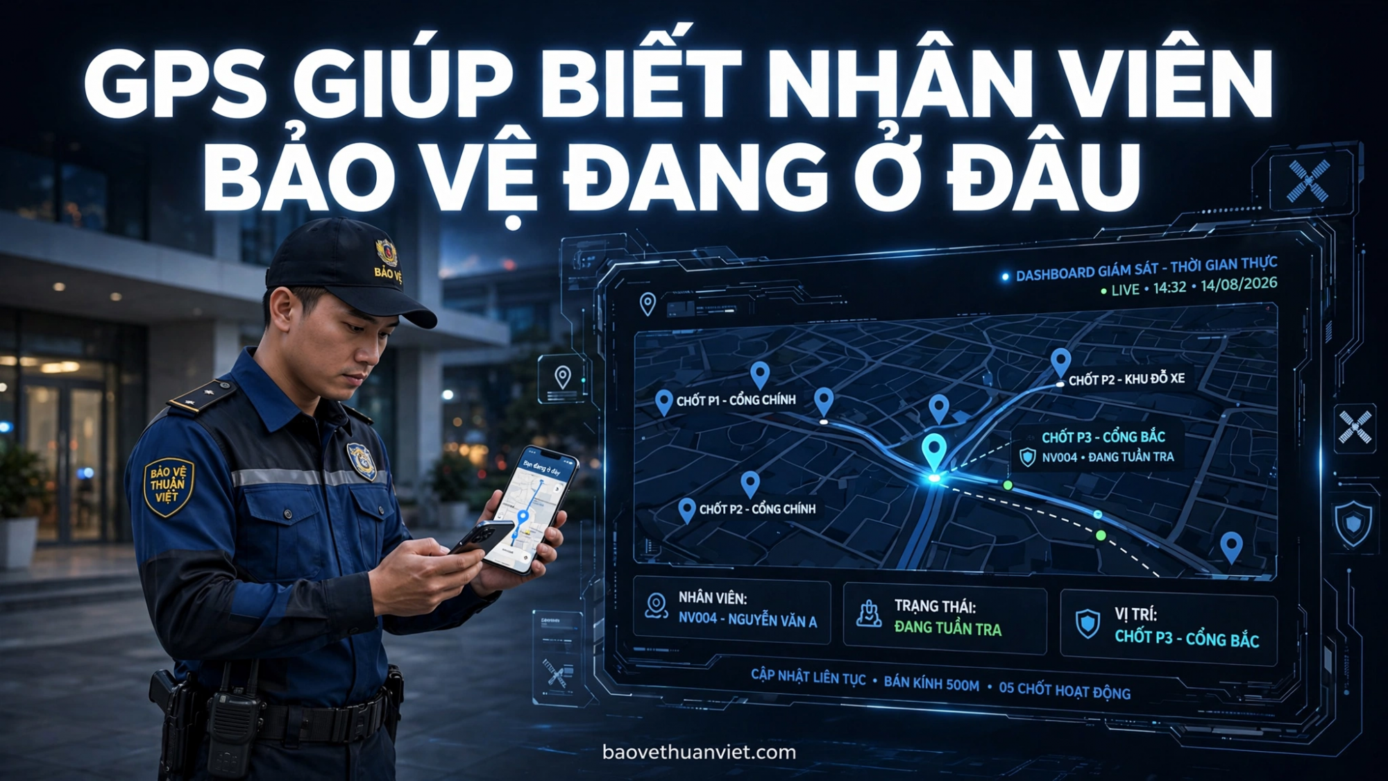 GPS giúp biết nhân viên bảo vệ đang ở đâu